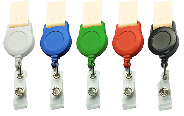 Круглый ретрактор с клипсой для бейджа белый, синий, зелёный, красный, чёрный