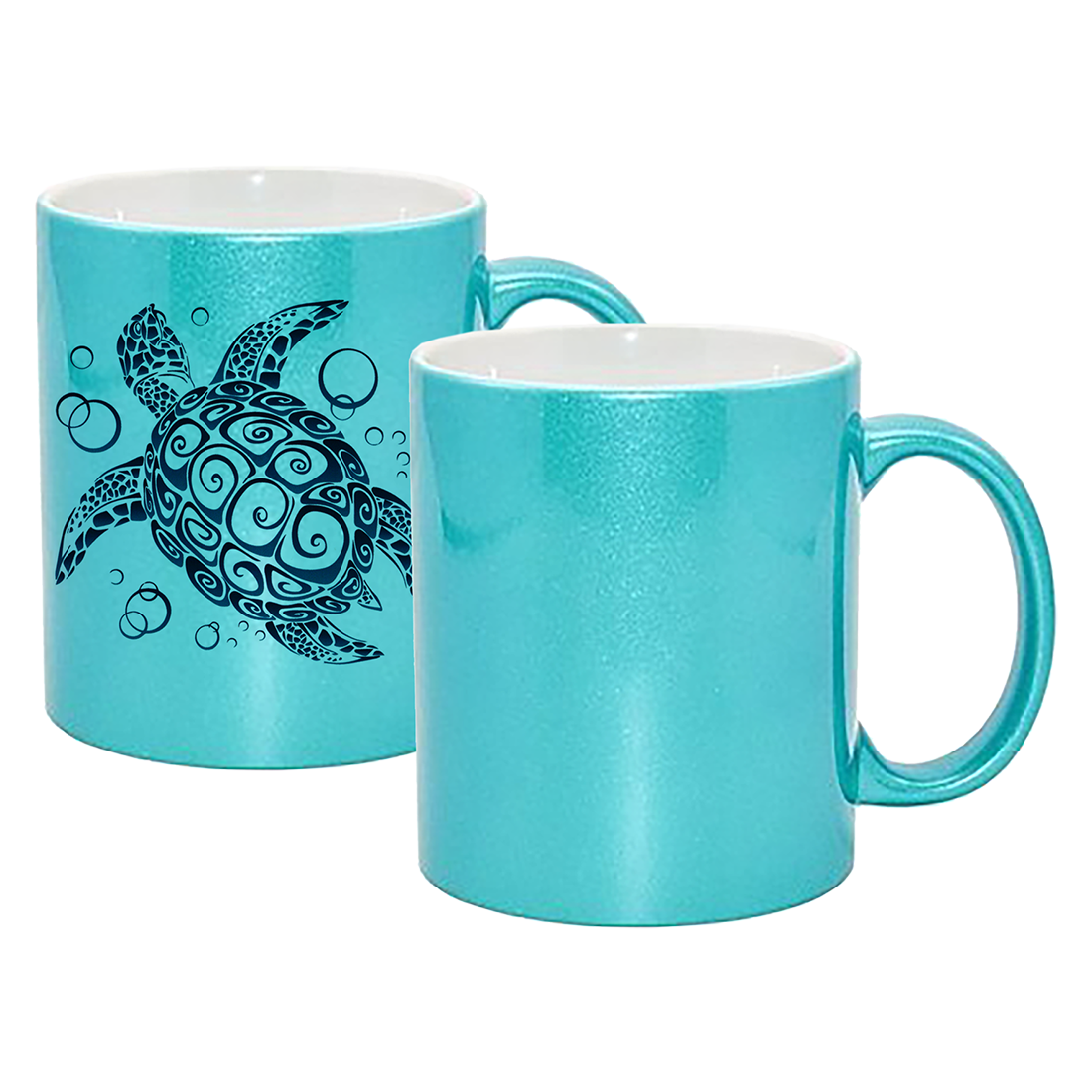 Пять кружек с искристой поверхностью, со своим принтом.