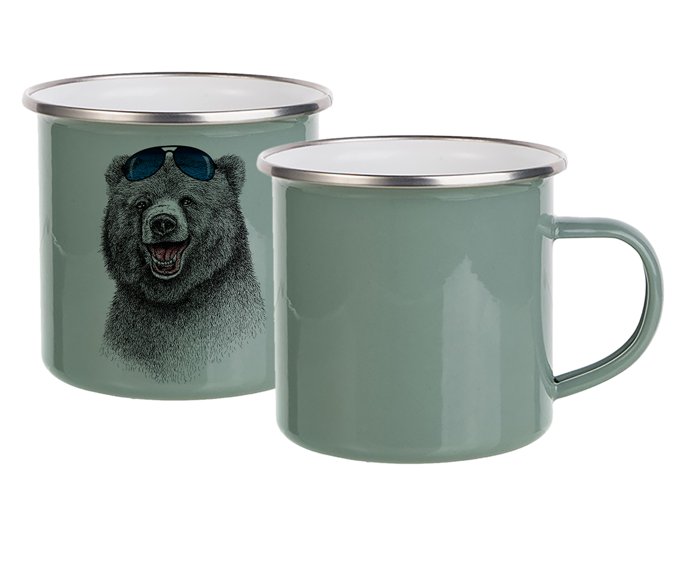 Пять металлических кружек, со своим принтом.