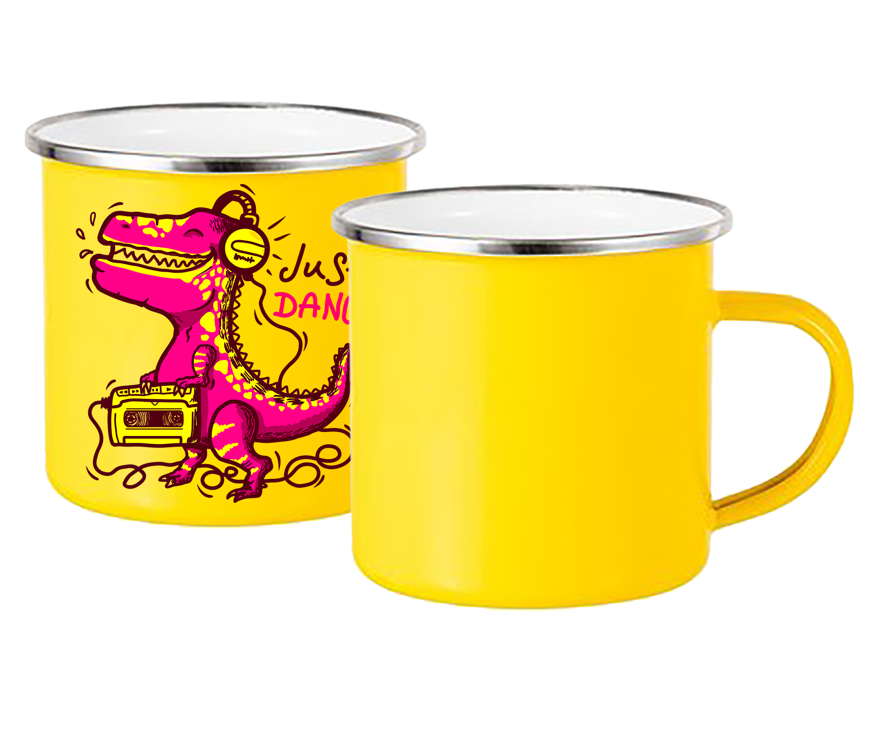 Пять металлических кружек, со своим принтом.