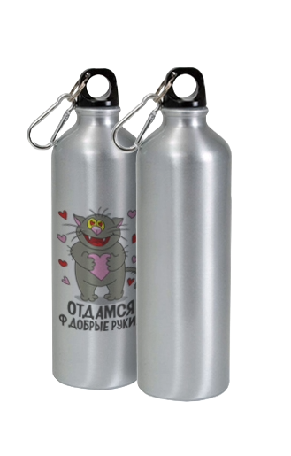 Фляжка 500 мл. цвета металлик с печатью логотипа