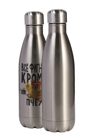 Бутылка для воды 350 мл. цвета металлик, с нанесением логотипа