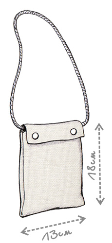 Рисунок покроя сумки со шнуром на шею, с клапаном на двух кнопках