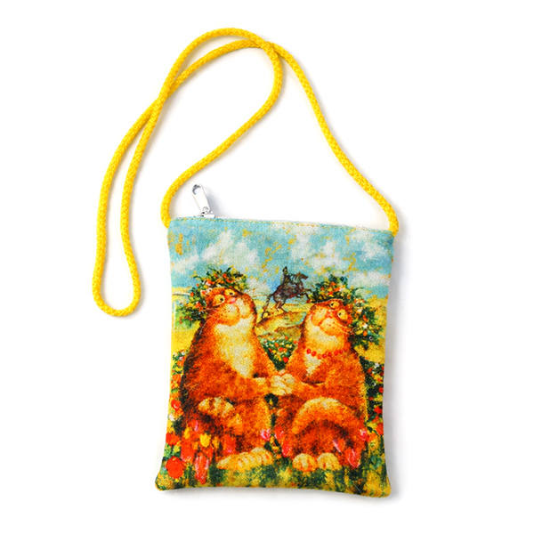 Сумка на шею с рисунком двух рыжих, счастливых котов