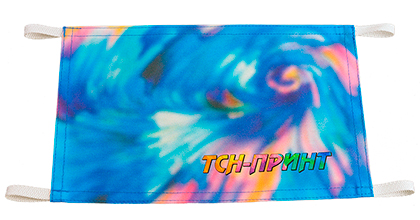 Яркая рекламная перетяжка с логотипом ТСН-ПРИНТ с петлями для растяжки по углам