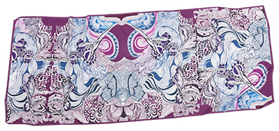 Палантин из шелка Армани с сиренево-фиолетово-голубым узором, в спокойных тонах