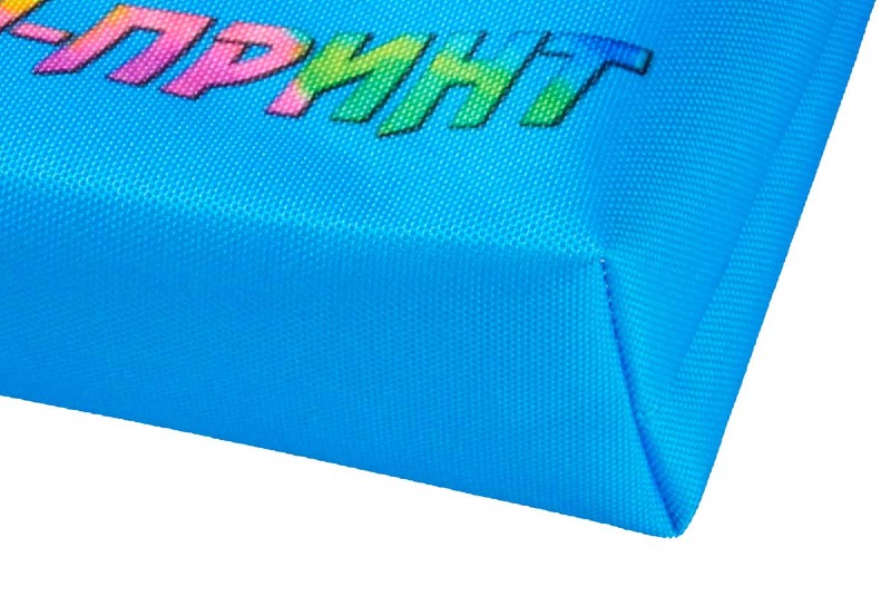 Нижний угол синей сумки из оксфорда 600 с широким дном
