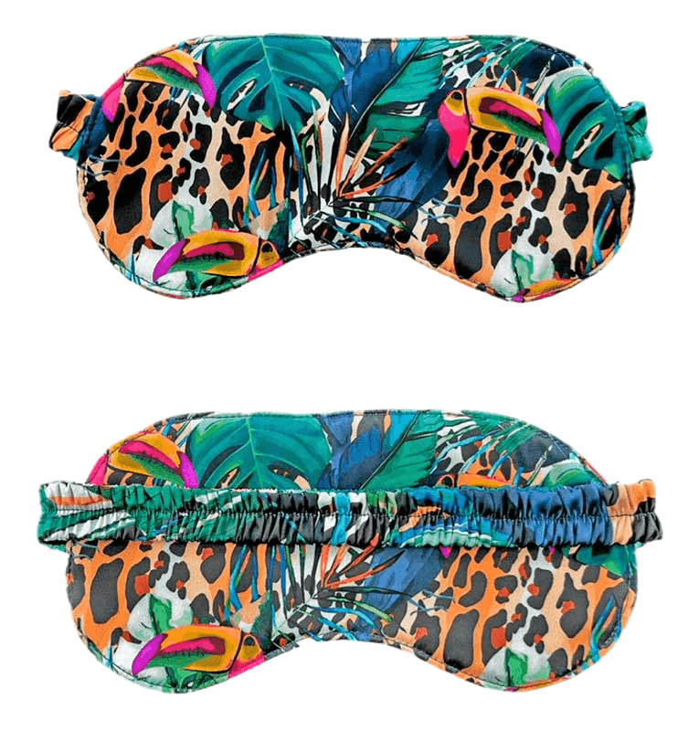 Маска для сна «Релакс софт» с печатью логотипа на фоне полноцветного принта с орнаментом