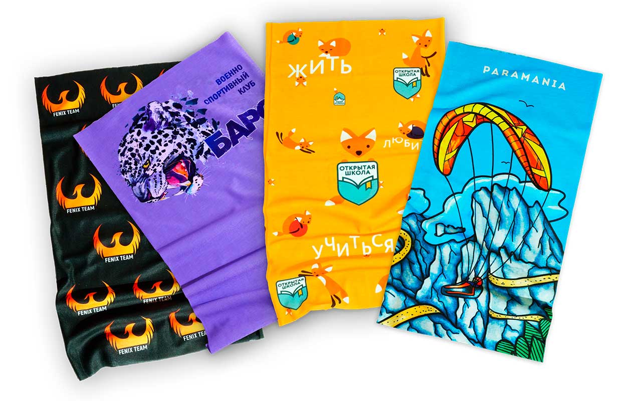 Три баффа с яркой, полноцветной печатью на всю поверхность