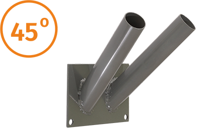 Вид металлического фасадного кронштейна на два флага