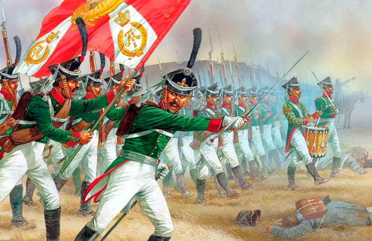 Полки идут в бой с развернутым флагом