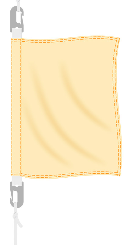 Схема флага: с пластиковыми карабинами на верхнем и нижнем, левом углу