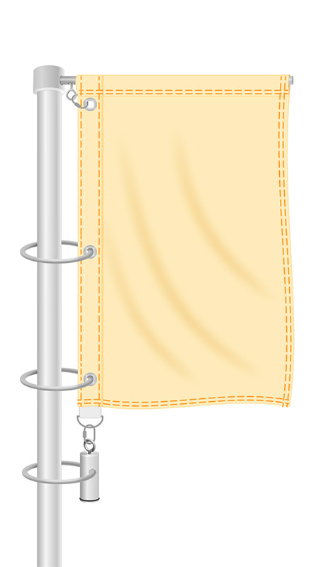 Схема флага на флагштоке с баннерным плечом и хомутами, охватывающими флагшток