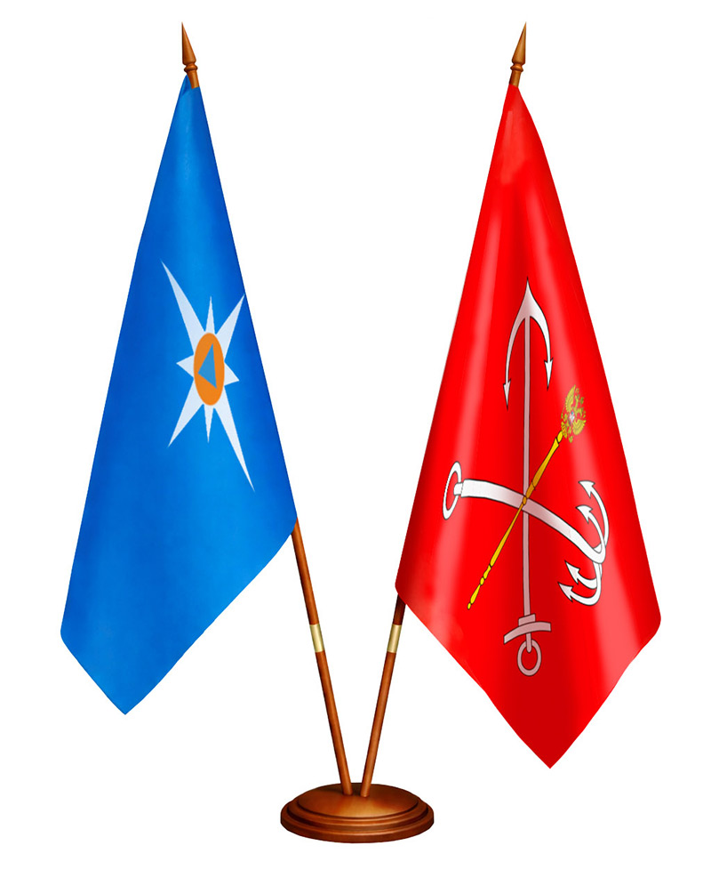 Флаг на двойной напольной подставке