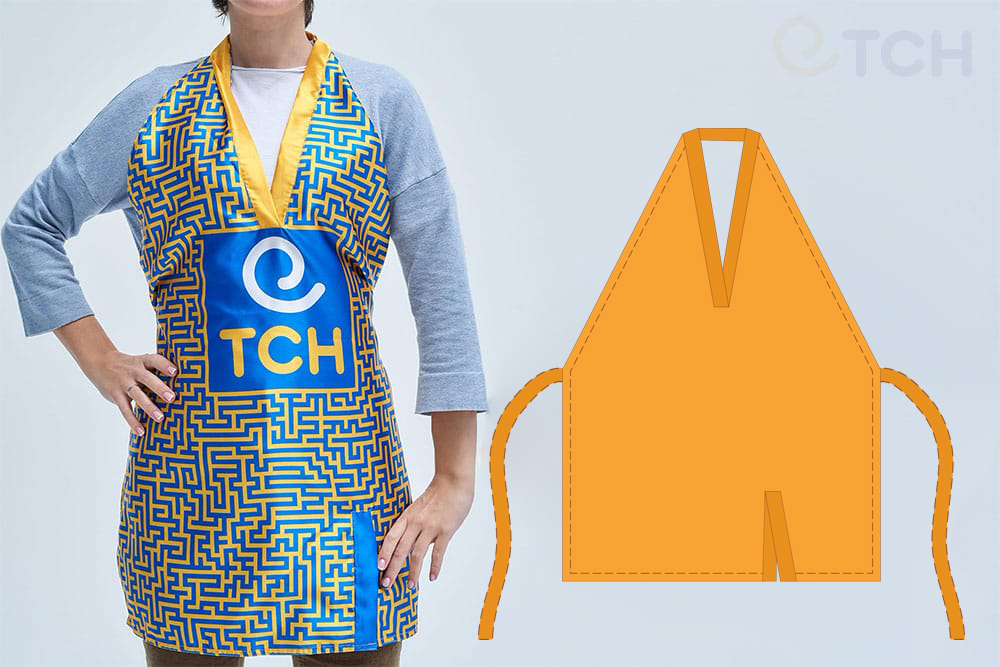 Фартук Стандарт на заказ с логотипом и нанесением узора по всему крою.