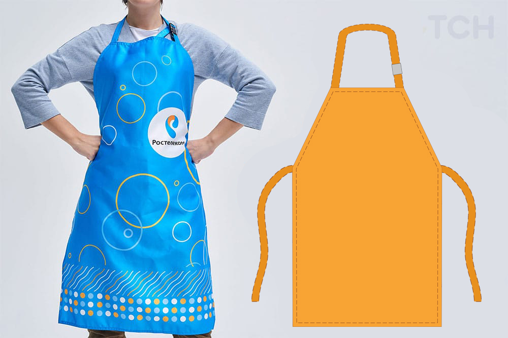 Фартук Мастер на заказ с логотипом, нанесенным полноцветной печатью.