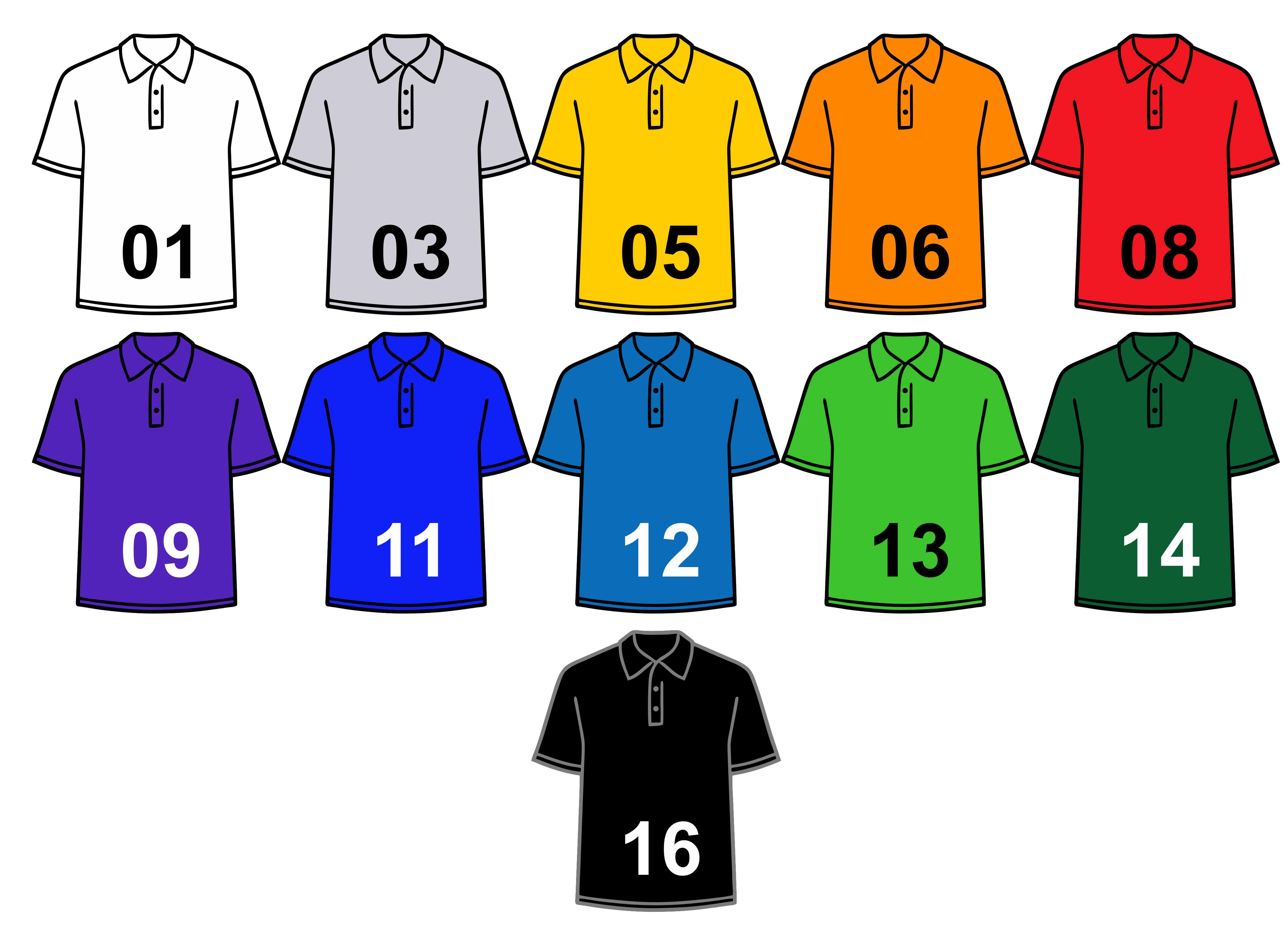 Цветовой ряд рубашек Поло под печать.