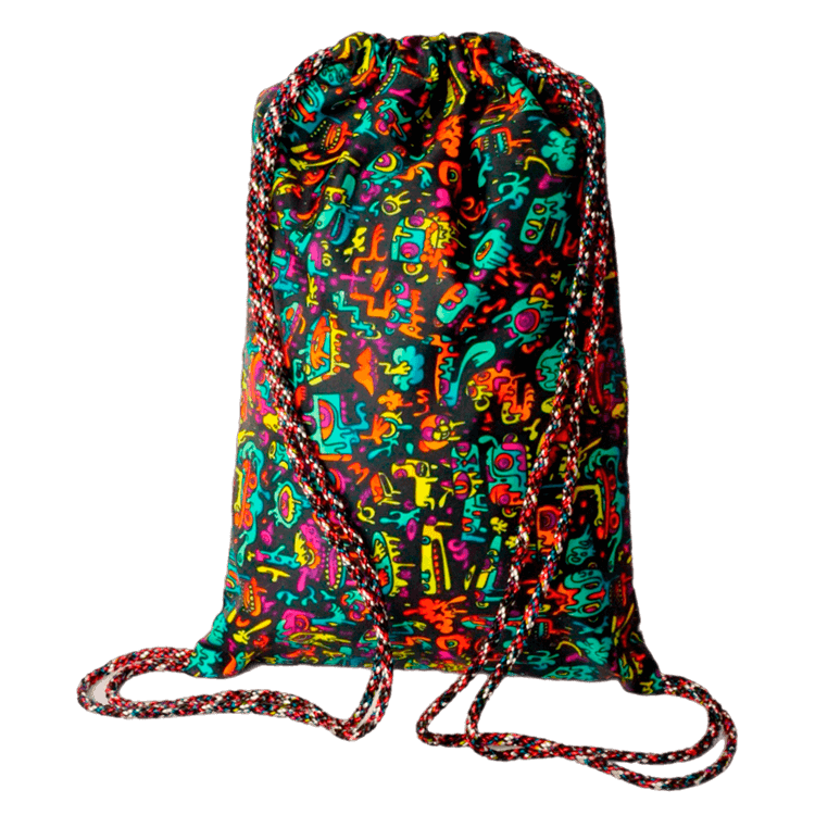 Мешок для обуви, увеличенного размера, с печатью принта по всему крою и логотипом.