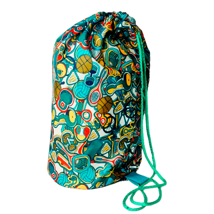 Мешок, увеличенного размера, с круглым дном, с печатью на весь крой и логотипом.