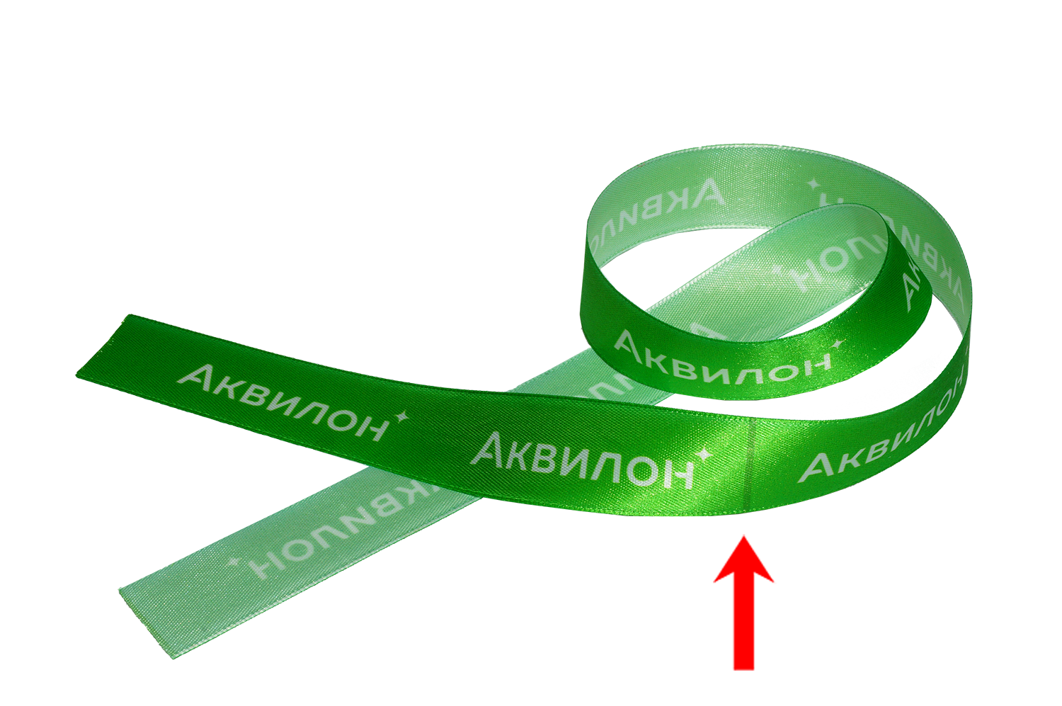 Вид атласной ленты с печатью фона