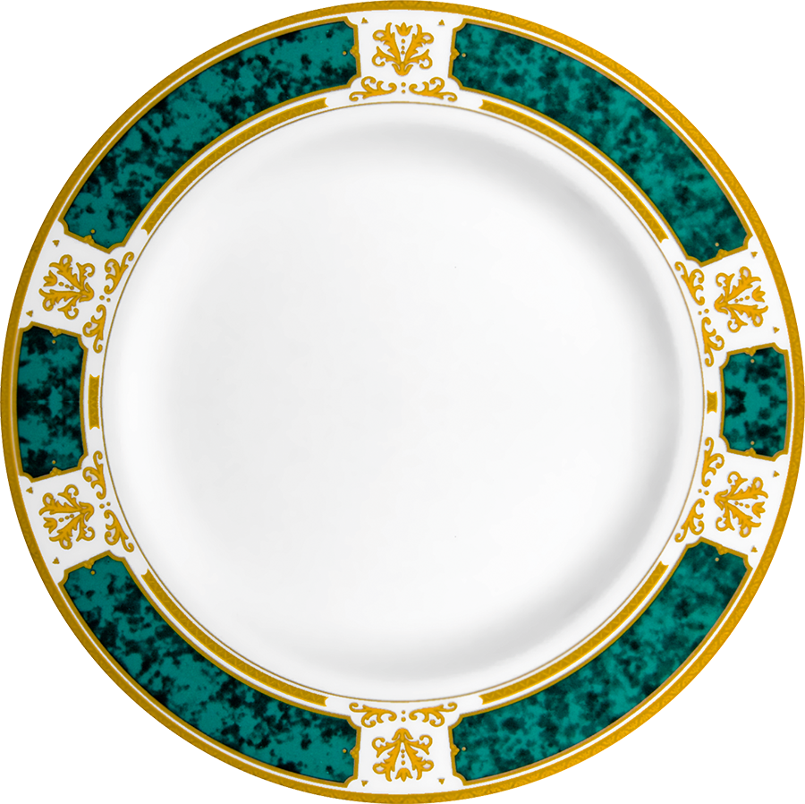 Тарелка под нанесение с орнаментом: Зелено-золотой.