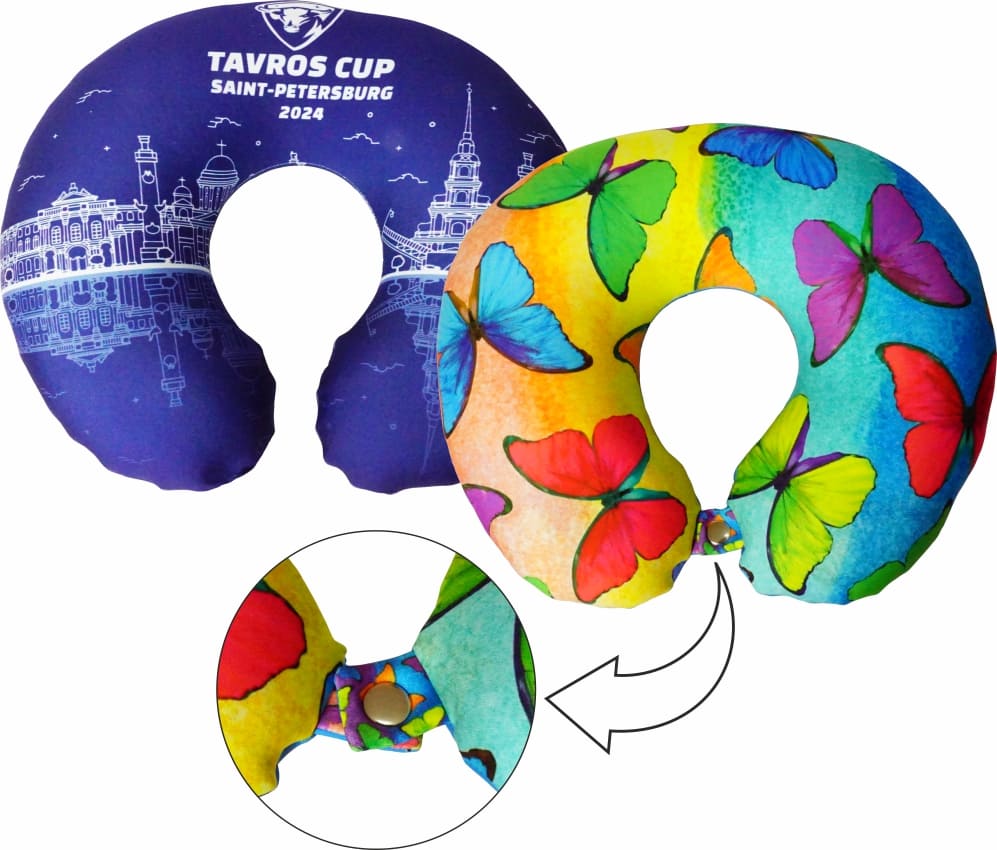 Подушка подголовник в виде подковы: из ткани Бифлекс 320 с логотипом заказчика