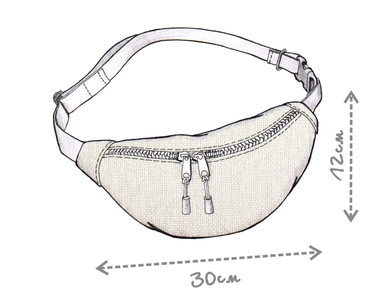Рисунок покроя поясной сумки Банан.