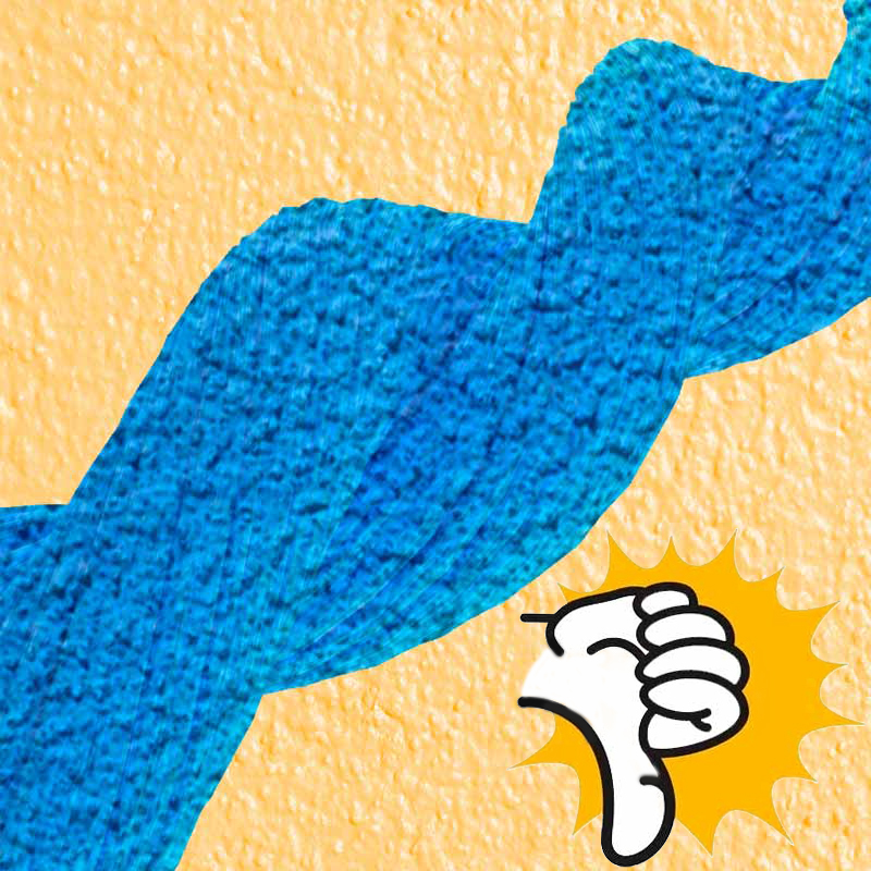 Макро-фото голубого волокна с корявой,
шероховатой поверхностью на оранжевом фоне