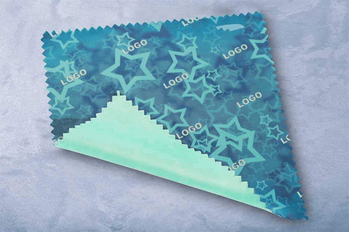 Образец односторонней печати на салфеточке для очков.