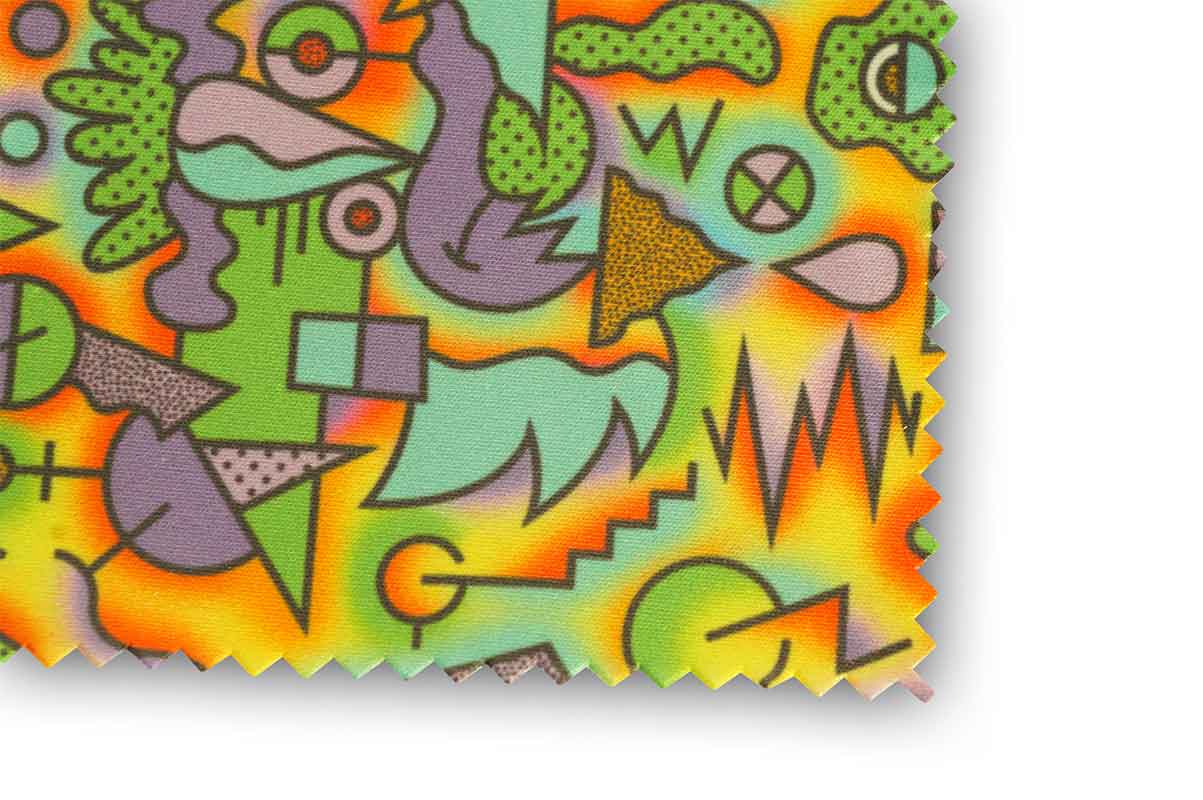 Образец качества принта на ткани для оптики.