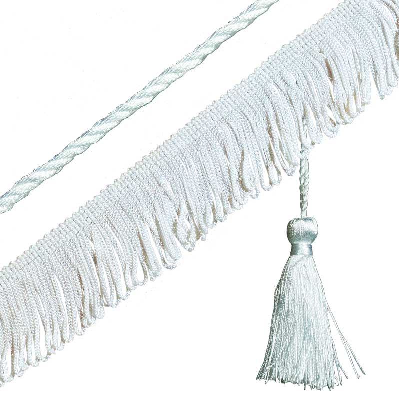 Бахрома, кисточка и шнур белого цвета