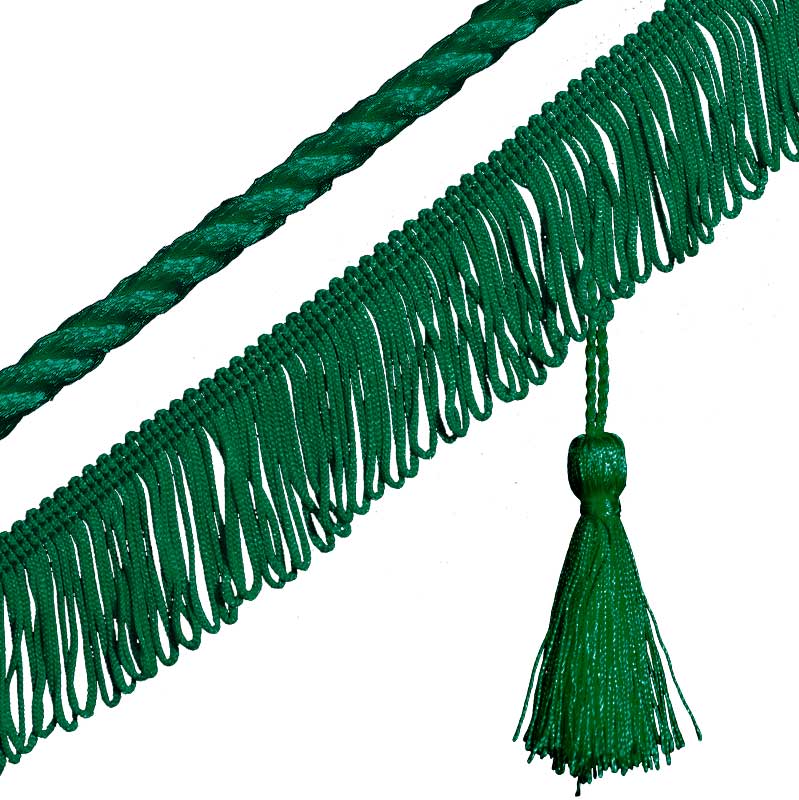 Бахрома, кисточка и шнур зеленого цвета
