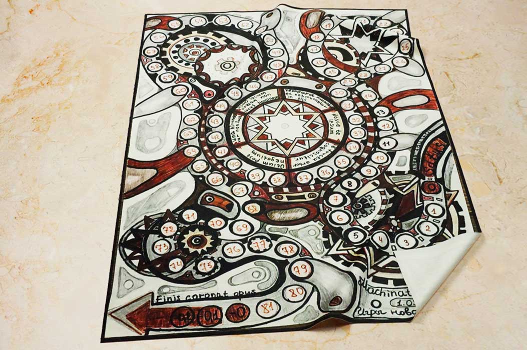 Настольное, игровое поле с черно-белым рисунком из ткани Оксфорд.