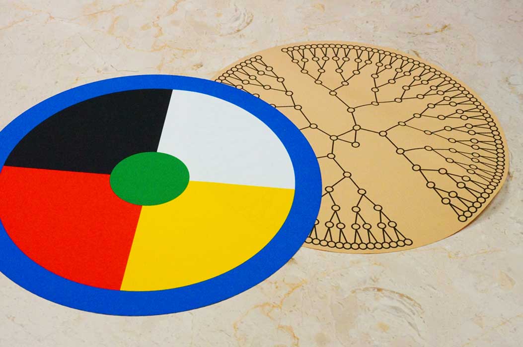 Два настольных, круглых игровых поля из Оксфорда, с секторами и схемой игры.