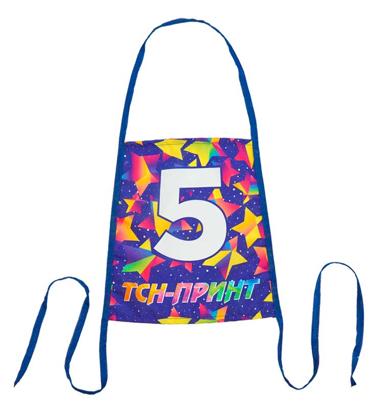 Односторонний нагрудный номер на завязках, со звездами на синем фоне, с завязками из ленты