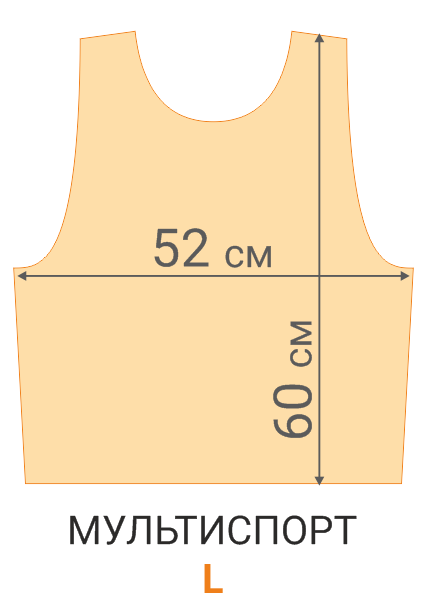 Схематический крой стартовой майки L с размерами в см