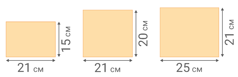 Три стартовых номера Мини, в схематическом виде, с размерами в см