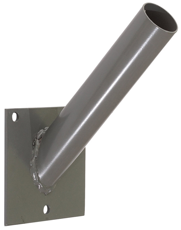Короткая трубка приварена под углом 60 градусов к квадратной плашке с отверстиями по углам, цвет серый