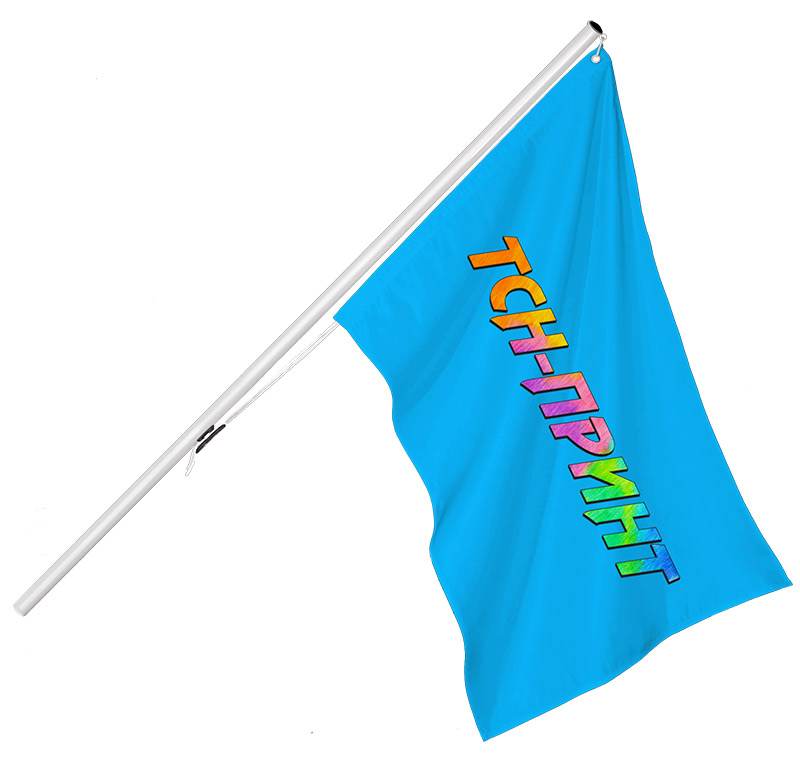 Синий флаг привязан шнуром к кнехту на флагштоке под углом 60 градусов