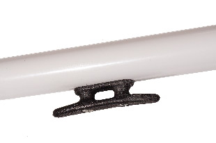 Кнехт из черного пластика на сером штоке для привязки шнура