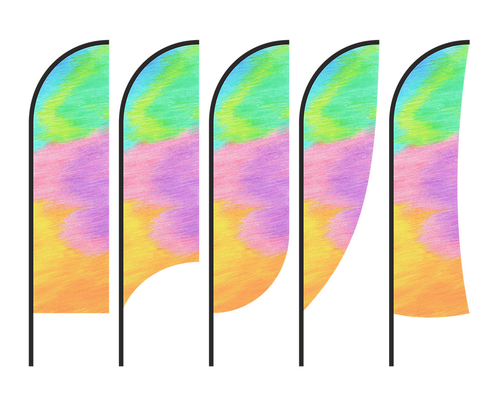 5 различных форм флагов: с прямым углом, с овальным, с крыловидным и в форме пера