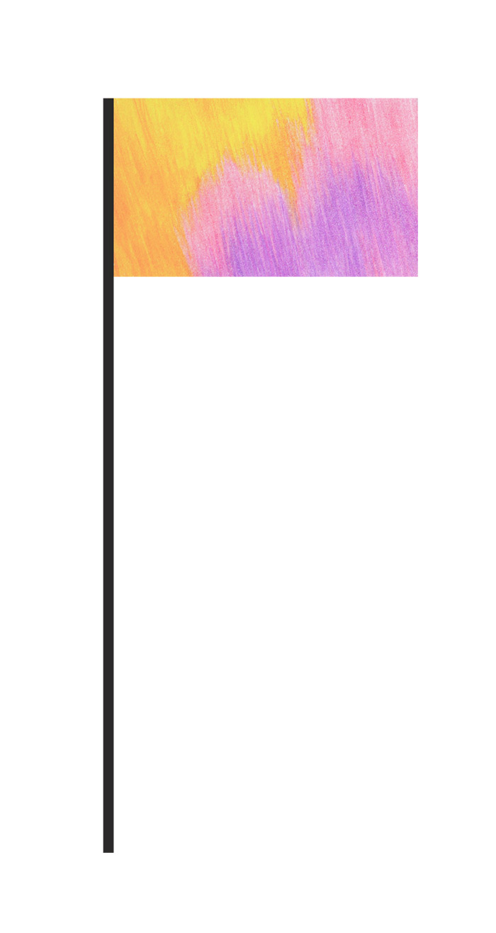 Яркий цветной флаг на вертикальном флагштоке