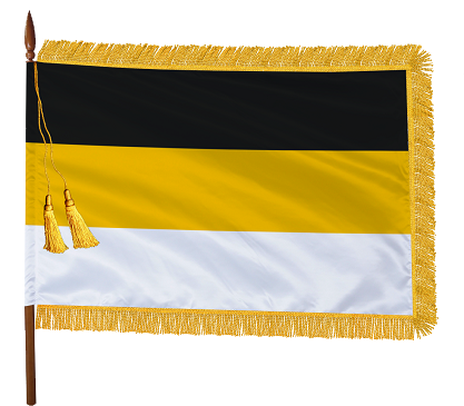 Фото знамени Российской Империи С золотой бахромой